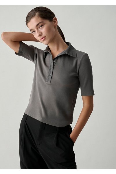 Mavi Fitilli Antrasit Polo Tişört Slim Fit / Dar Kesim 1614367-70121