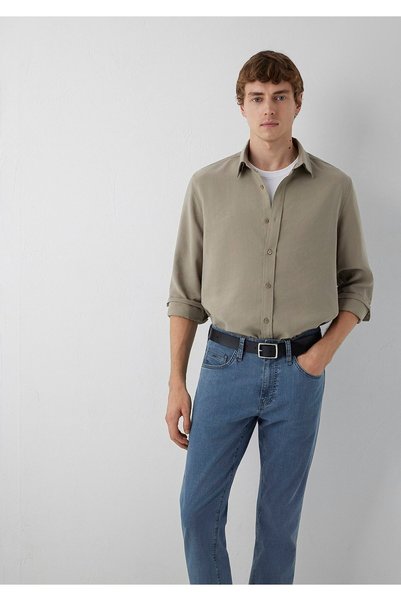 Mavi Tencel ™ ) Lyocell Blended Khaki Shirt Regular Fit / Normal Cut 0220433-...