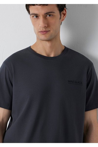 Mavi Black Printed Anthracite T-Shirt Regular Fit / Normal Cut 0613533-70087