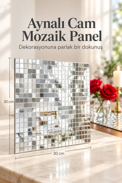 mucit home Τετράγωνο ΑΣΗΜΕΝΙΟ Γυάλινο Μωσαϊκό Πάνελ Τραπεζιού Σαλονιού Αυτοκό...