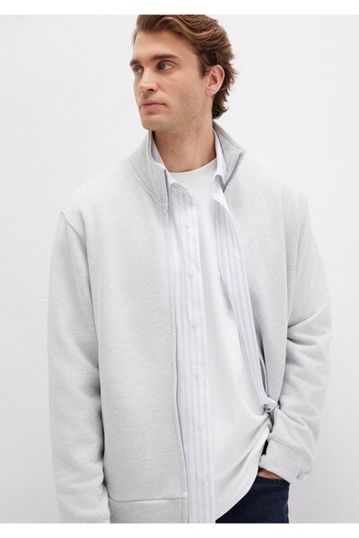 Mavi High Collar Zippered Gray Sweatshirt 0S10377-82498