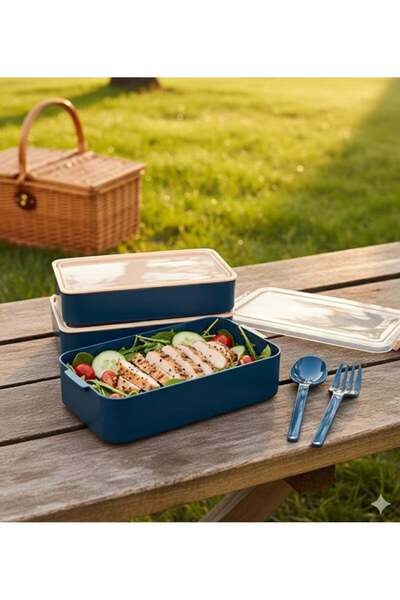 BuradaBuldun Titiz Fely 2-Tier Lunch Box – Includes Fork and Spoon – Leak-Pro...