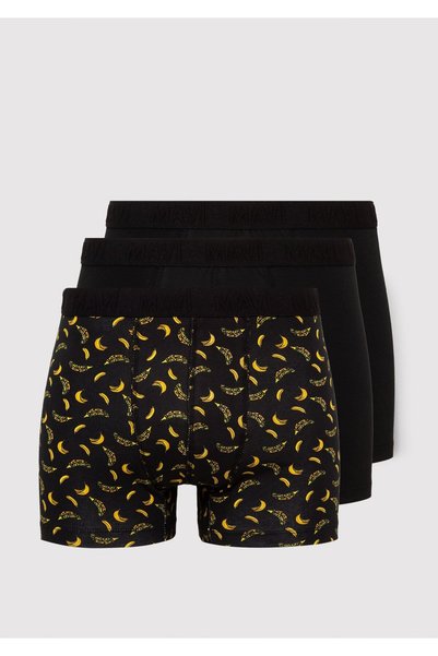 Mavi 3lü Baskılı Siyah Boxer 0911910-900
