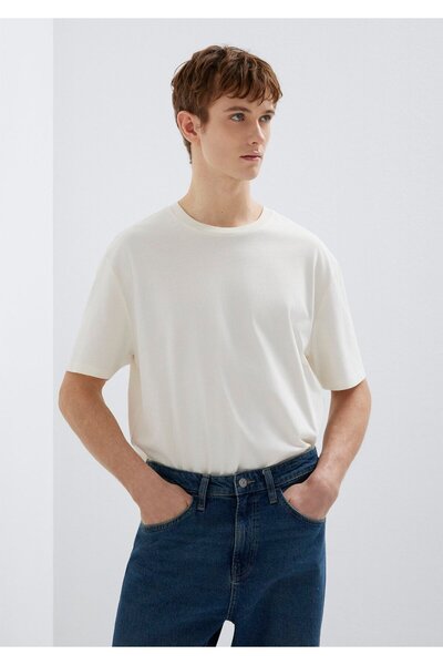 Mavi Crew Neck White Basic T-Shirt Loose Fit / Loose Relaxed Fit0611824-70057