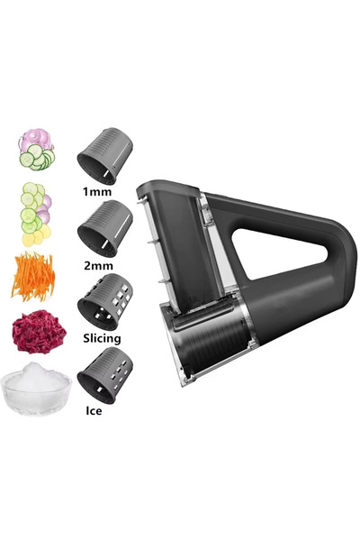choice2 black LMETJMA Electric Cheese Grater Portable Salad Maker With 4 Diff...
