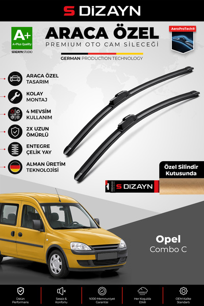S Dizayn S-Dizayn Opel Combo C ile Uyumlu Ön Cam Silecek Seti 2002-2012 Premi...