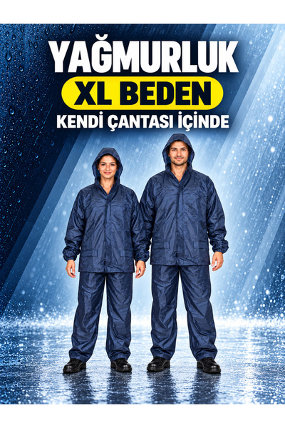 Gençahi Yağmurluk Cepli Fermuarlı Kapşonlu XL Beden