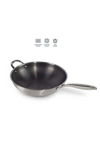 HAUSBELL Tigaie Wok 34cm Hausberg HB-H LUX 848 din Oțel Inoxidabil, pentru In...
