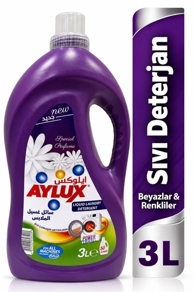 AYLUX Sıvı Çamaşır Deterjanı 3L (50+ Yıkama) Beyazlar & Renkliler