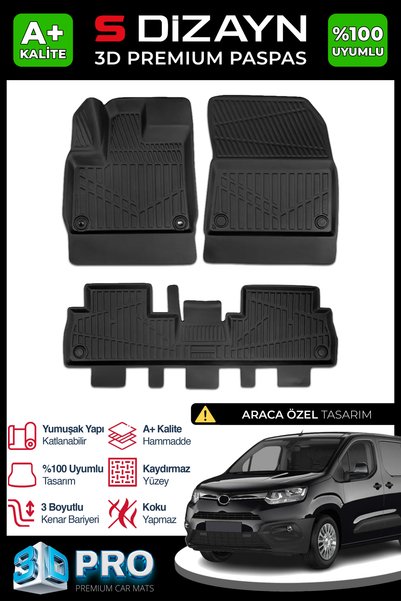 S Dizayn S-Dizayn Toyota Proace City ile Uyumlu 3D Pro Havuzlu Paspas 2018 Üz...