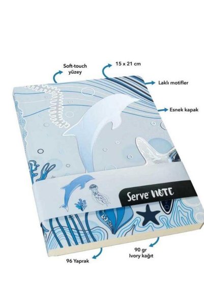 Serve Note 15x21cm 120yp Striped Patterned Notebook Sky Blue