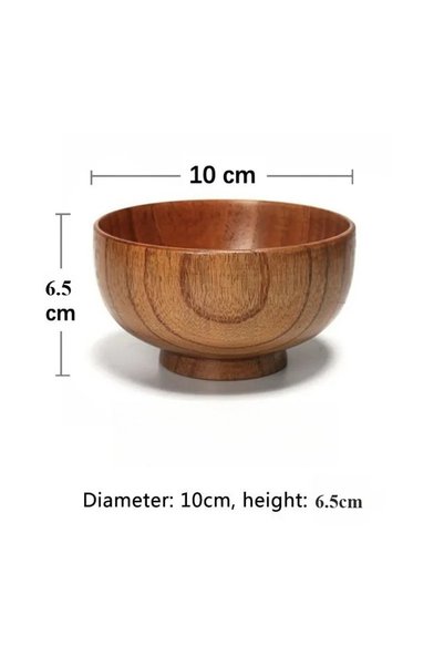Choice 10 x 6.5cm 230ml Jujube Wood Tableware Rice and Soup Bowl Natural Wood...