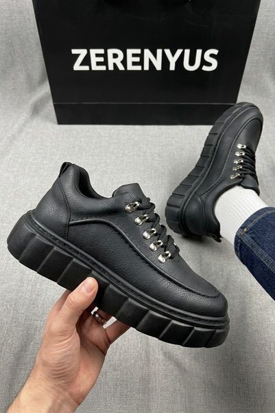 Zerenyus Zrj010 Premium 5 cm High Sole Casual Men's Shoes Classic - Black