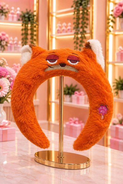 EFBUTİK Linabell Flower Detailed Fox Ear Crown