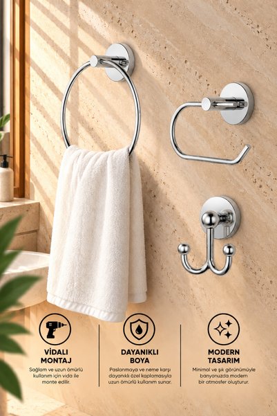 ERFAHOME Chrome Open Toilet Paper Holder / Ring Towel Holder / Fork-Shaped Ba...