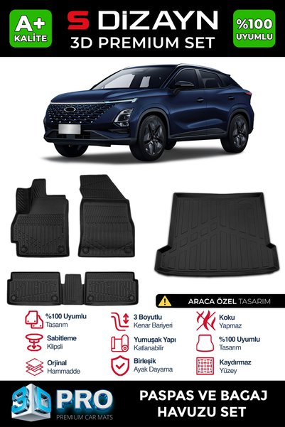 S Dizayn S-Dizayn Chery Omoda 5 3D Pro Havuzlu Paspas ve Bagaj Havuzu Seti (2...