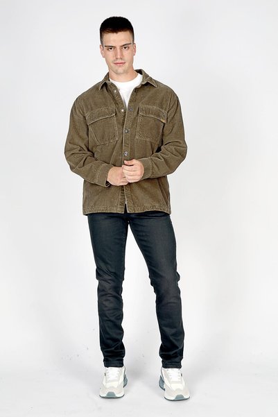 Lee Cooper جاكيت رجالي بقصة عادية لون كاكي 251 LCM 231002 LUKAS HAKİ