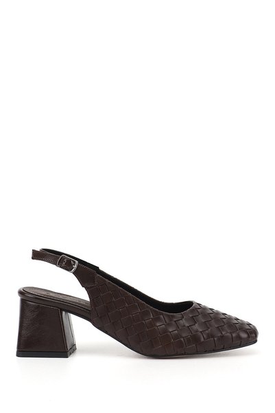 GÖNDERİ(R) Women's Brown Medium Thick Heeled Open-Back Shoes