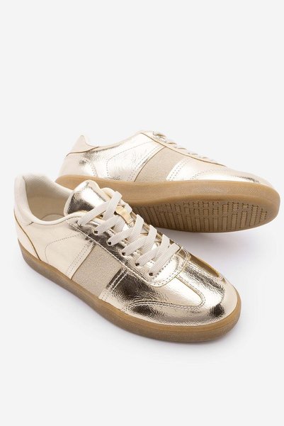 Marjin Kadın Sneaker Retro Spor Ayakkabı Penor Altın