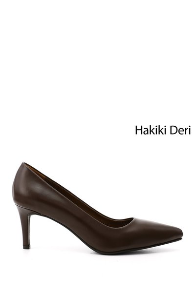 GÖNDERİ(R) Women's Brown Platinum Pointed Toe Thin Heeled Genuine Leather Sti...