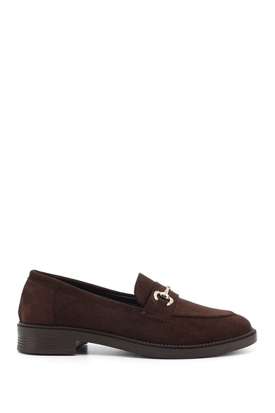 GÖNDERİ(R) Women's Brown Suede Buckle Loafer Shoes
