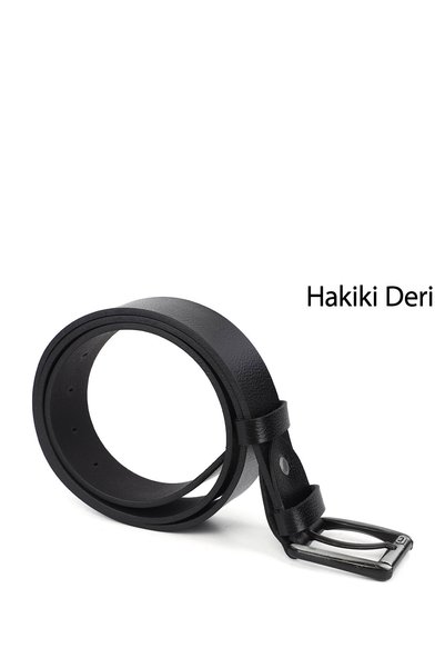 GÖNDERİ(R) حزام رجالي جلد طبيعي أسود غون 13651