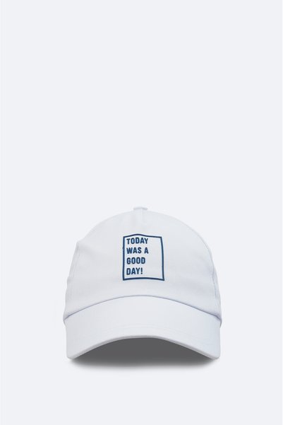 Avva Men's White 100% Cotton Slogan Printed Sports Cap A31Y9205