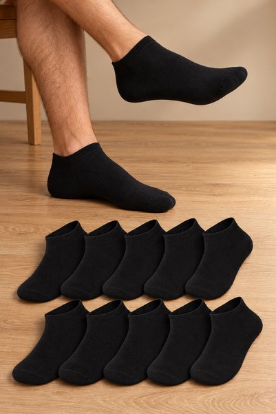 AJ X GF Unisex Sneaker Socks, 10-Pair Box, Black, Bamboo, Stitch-Free, Soft-T...