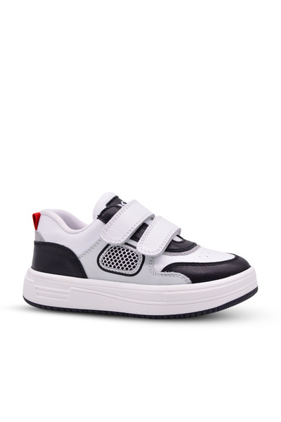 kids A more Massa Boy's Double Velcro Genuine Leather White Casual Shoes