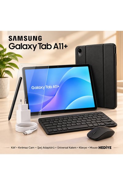 Samsung Galaxy Tab A11 Plus 11'' 6-128 GB TABLET+KIRILMAZCAM+KILIF+KLAVYE+MOU...