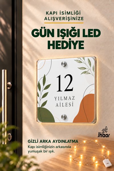 JHAAR LED Işıklı Kişiye Özel Pleksi Kapı İsimliği – Modern & Lüks UV Baskılı ...