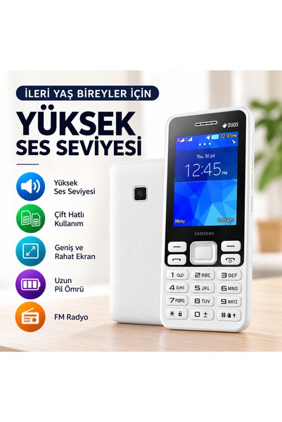 Genel Markalar DUOS Beyaz Tuşlu Cep Telefonu NET VE YÜKSEK SES