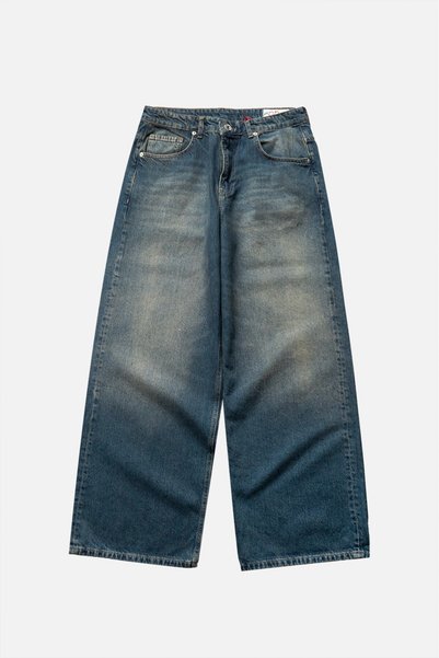 GRJ denim Indigo Fly Super Baggy Blue Men's Jean Trousers