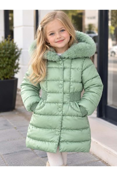Abel & Lula Girls' Hooded Jacket, SEA GREEN