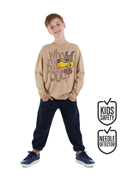Denokids Σετ μπλουζάκι και παντελόνι για αγόρια, χειμερινό, με σχέδιο σκύλου,...