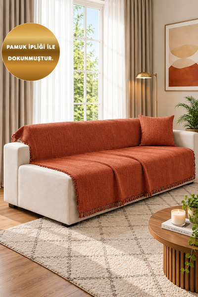 SEVHOME CONCEPT %100 Pamuk Kaymaz & Terletmez & Saçaklı & Yumuşak Koltuk Örtü...