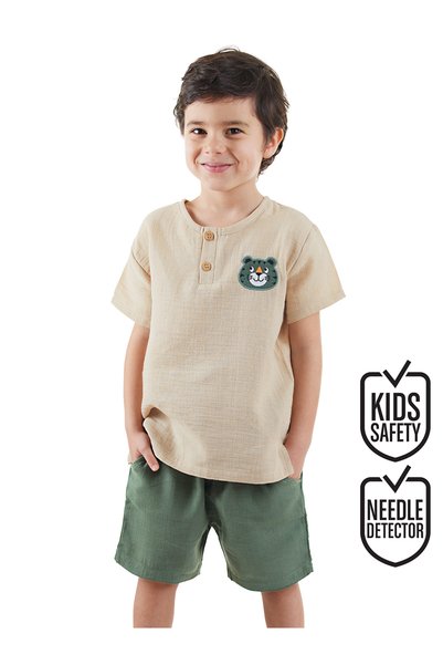 Denokids Tiger Summer Boy Muslin Shorts Set