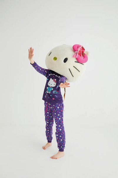 Hello Kitty Set pijamale pentru fete, cu mâneci lungi, 100% bumbac