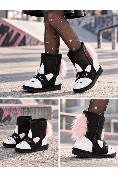 Denokids Cizme negre pentru fete Unicorn