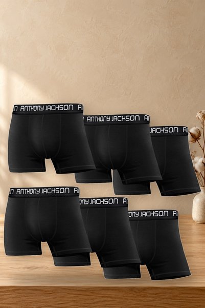 AJ X GF Boxeri pentru bărbați, cutie cu 6 bucăți, negri, din bumbac cu lycra,...