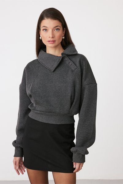 FACETTE Pulse Crop Sweatshirt Antrasit