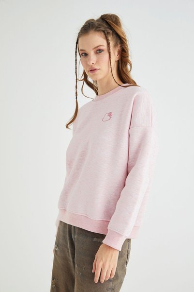 Hello Kitty Licensed Printed Thick Pink Sweatshirt