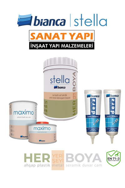 Bianca Stella Set 1Lt Yeni Nesil Dönüşüm Boyası Beyaz - Dolap-Fayans-Cam-Plas...