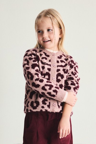 DeFacto Leopard Patterned Crew Neck Knitwear Basic Cardigan Baby Girl I4958A5...