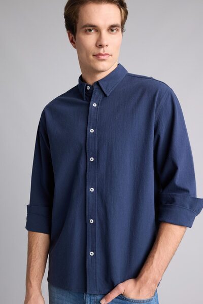 DeFacto Relax Fit Navy Blue Men's Shirt H4845Ax/Nv147