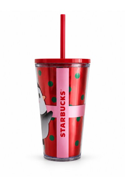 Starbucks ® Plastik Soğuk İçecek Bardağı - Penguen Tasarımlı - 473 ml -