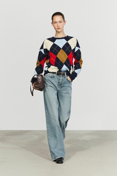 Massimo Dutti %100 yün Argyle triko kazak