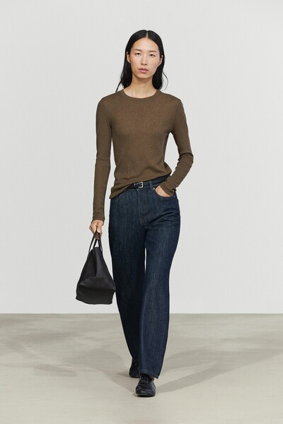 Massimo Dutti Pamuk kaşmir karışımlı triko t-shirt