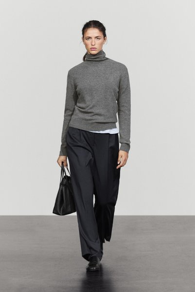 Massimo Dutti Yün karışımlı balıkçı yaka triko kazak