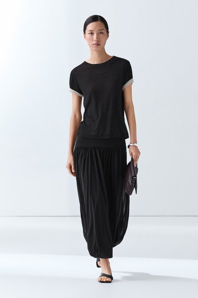 Massimo Dutti Çift katmanlı kısa kollu t-shirt